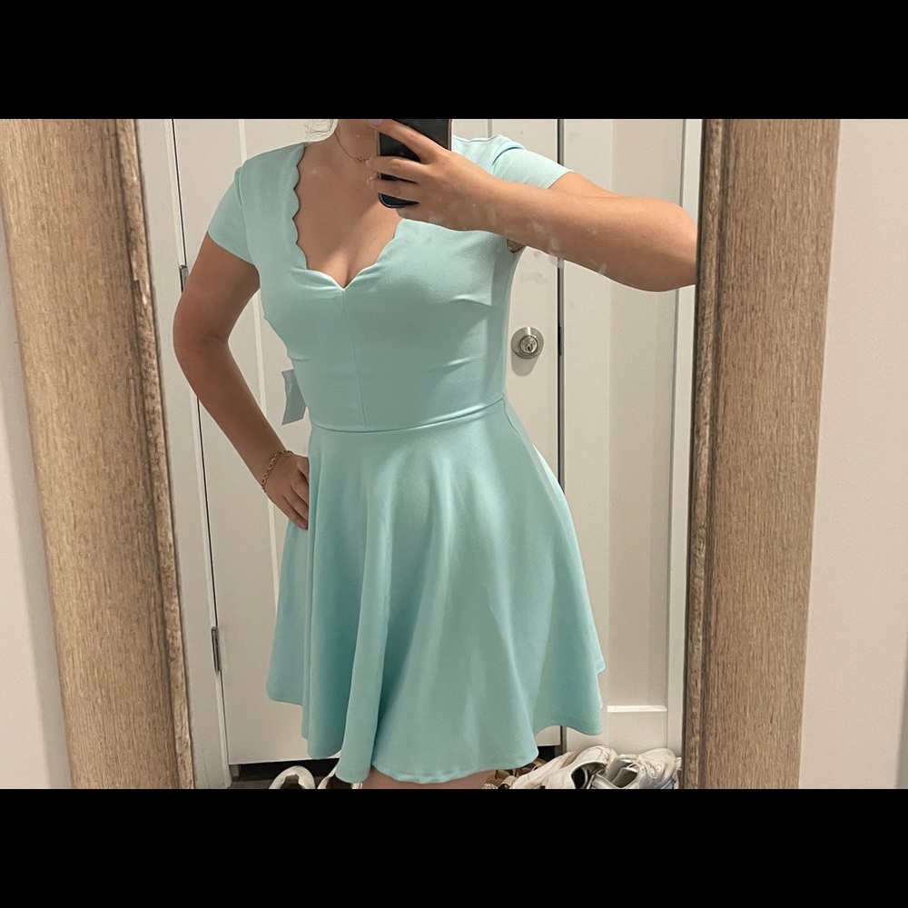 B DARLIN v neck dress back straps